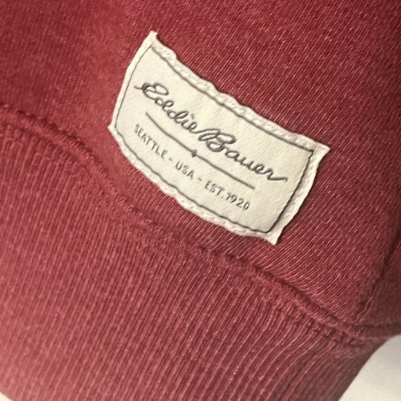 Eddie Bauer Maroon Burgundy Crewneck Sweatshirt Cozy Casual Men's Large - Picture 5 of 8